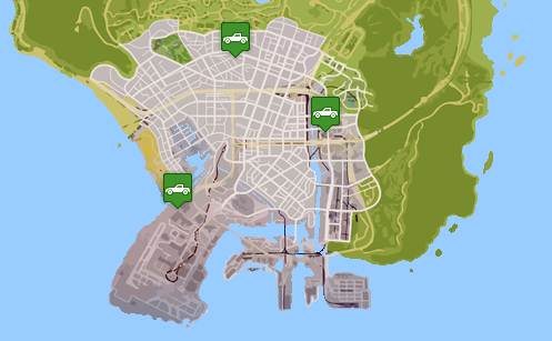 O mapa de carros em GTA 5