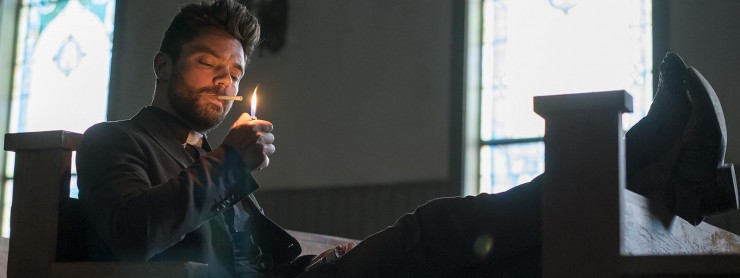 Dominic Cooper as Jesse Custer - Preacher _ Season 1, Pilot - Photo Credit: Lewis Jacobs/Sony Pictures Television/AMC