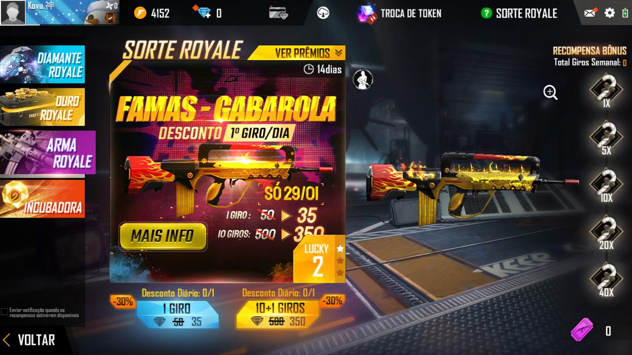 Free Fire Novo Arma Royale Ganha Desconto E Uma Nova Skin Lend Ria