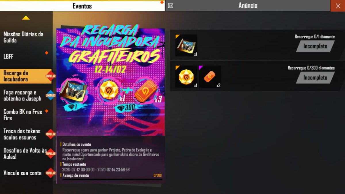 Free Fire Evento De Recarga Da Incubadora Grafiteiros Chega Ao Game