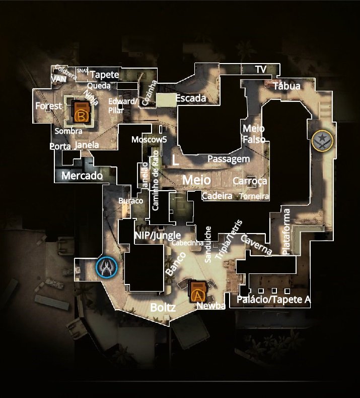 Saiba os nomes de todas as posições do mapa da Mirage no CS:GO