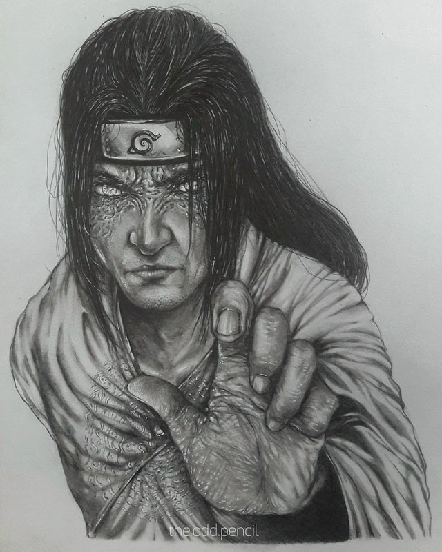 Naruto desenho realista preto e branco