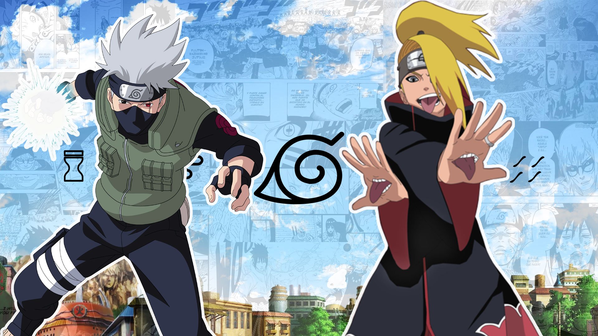 Naruto e Kakashi Vs Deidara Dublado