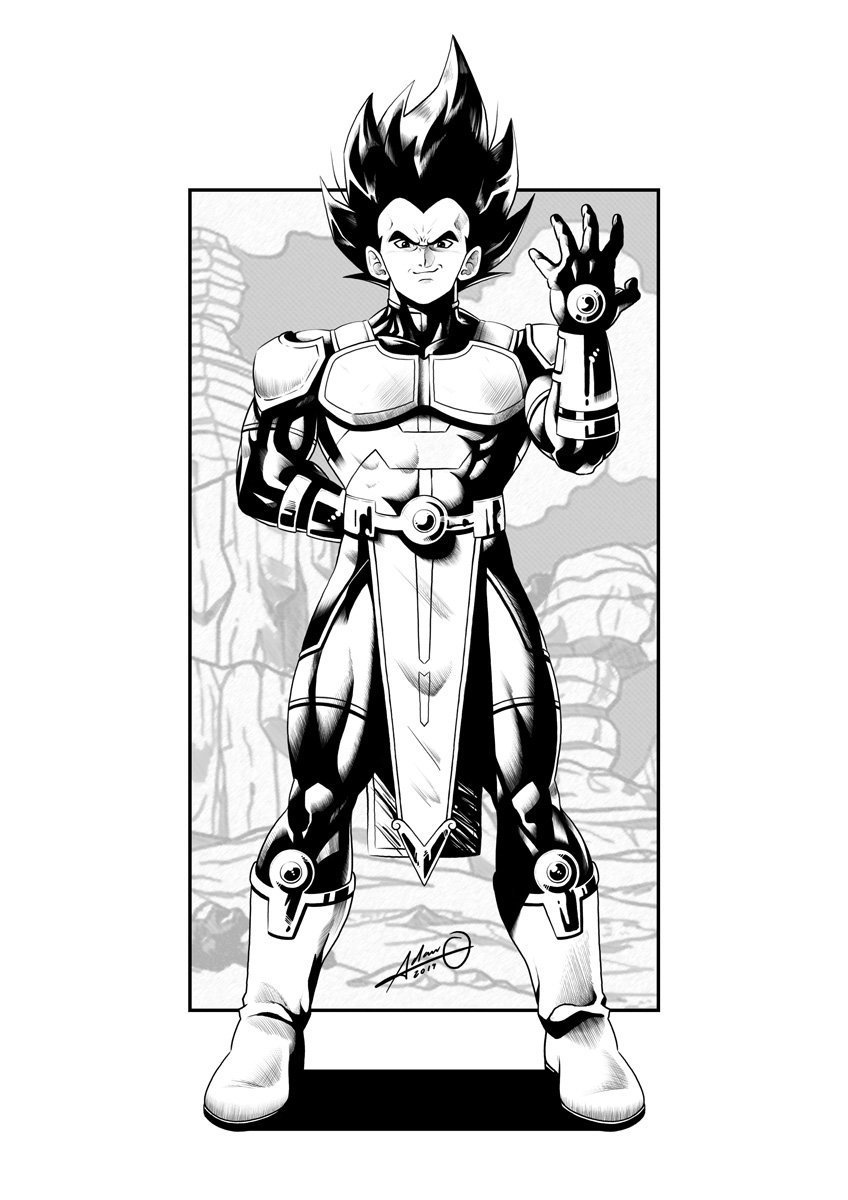 Desenho Vegeta - preto e branco