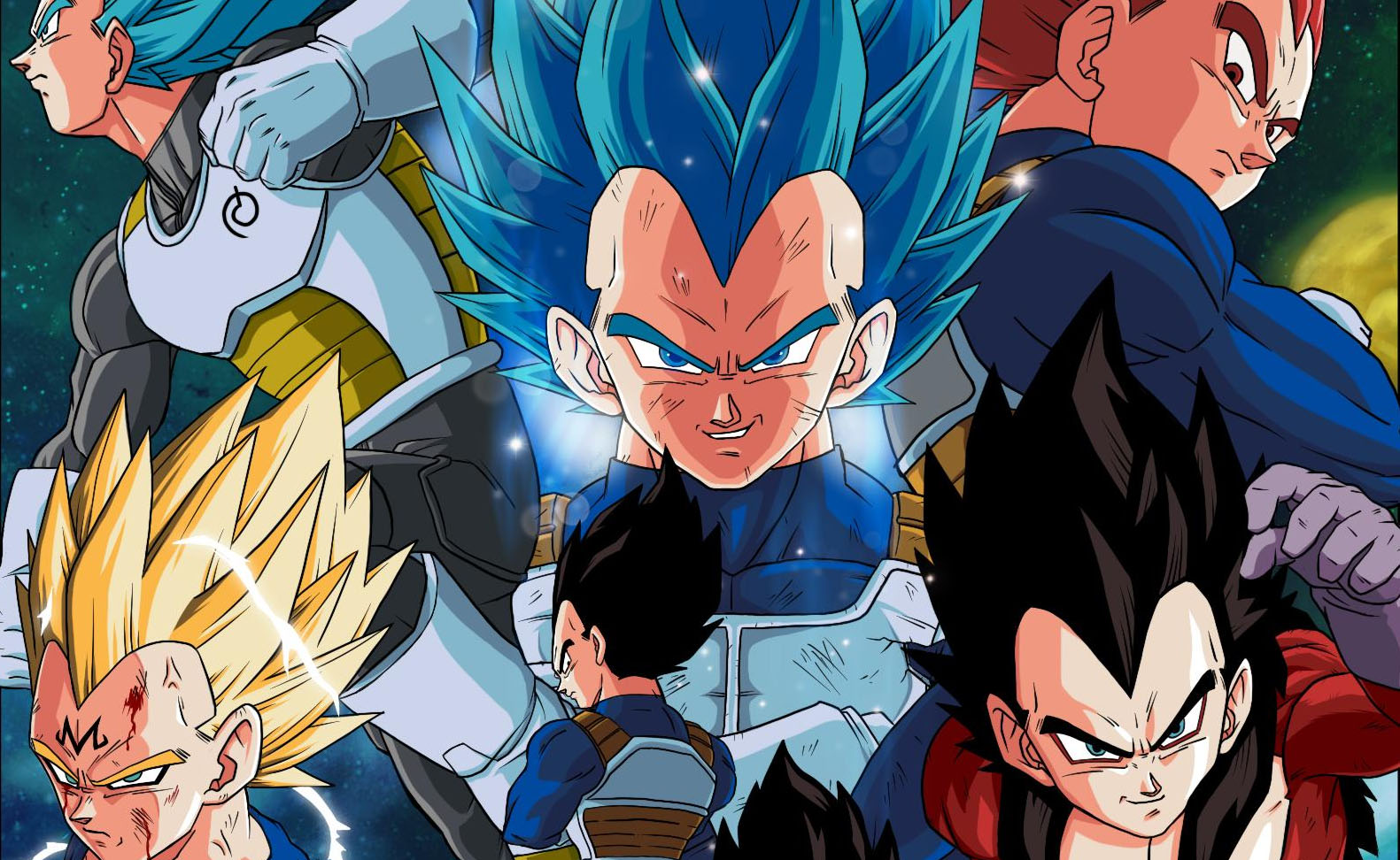 Confira ilustração de Medel ao lado do personagem Vegeta, do