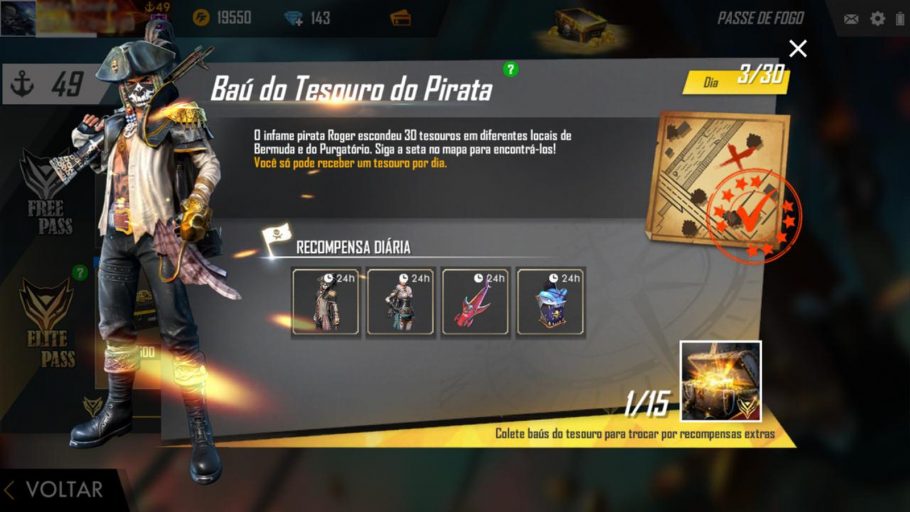 Free Fire Baú Tesouro Pirata