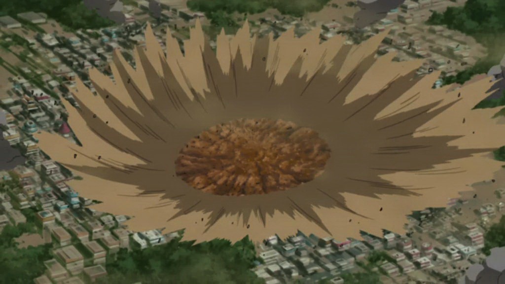 An image depicting the powerful Shinra Tensei in action