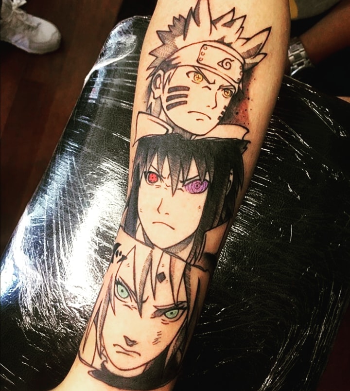 Fã de Naruto viraliza com uma tatuagem incrível do Time 7