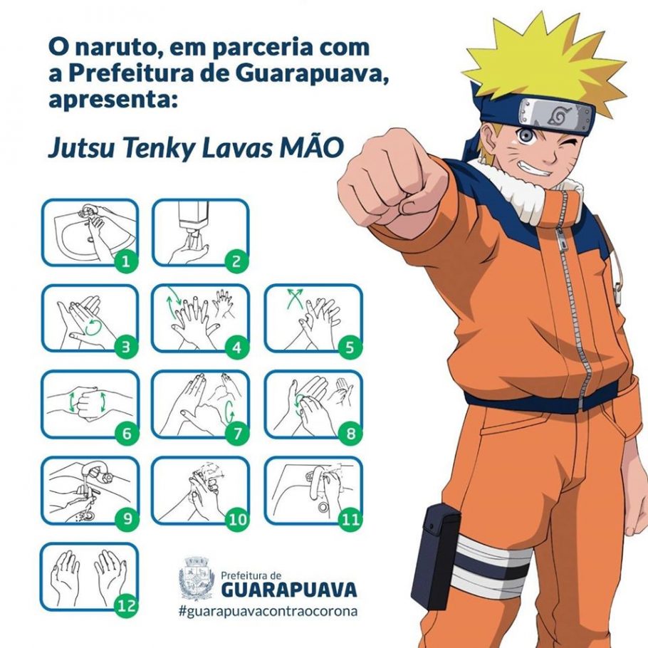 Prefeitura de Guarapuava viraliza ao usar Naruto em campanha contra o coronavírus