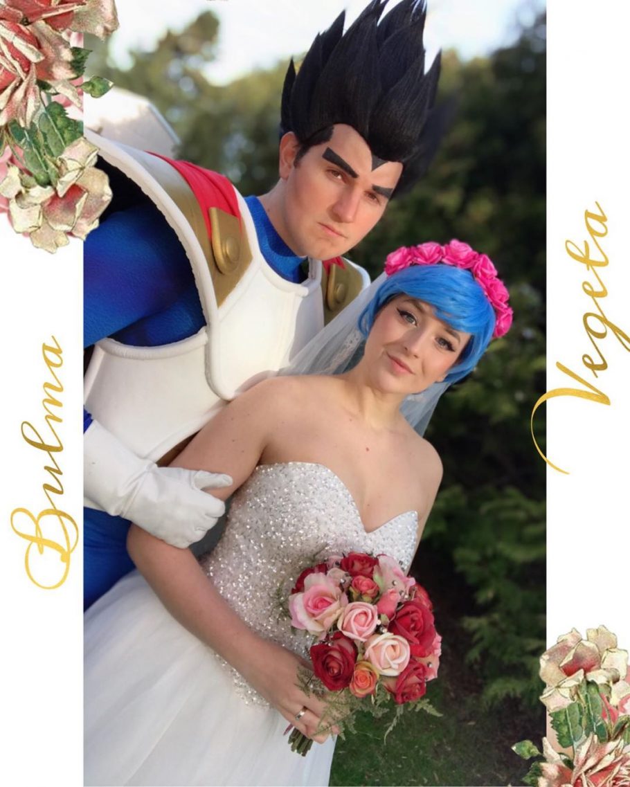 Casal fã de Dragon Ball celebra aniversário de casamento com cosplay Vegeta e Bulma 
