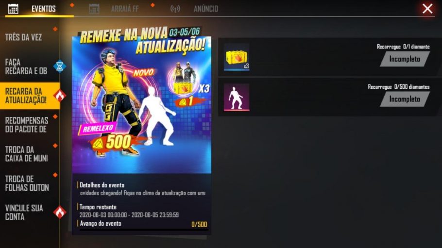 Free Fire evento remexe