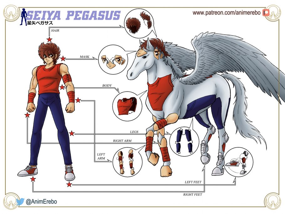 Artista fã de Cavaleiros do Zodíaco imaginou como seria o Pégaso com o visual de Seiya