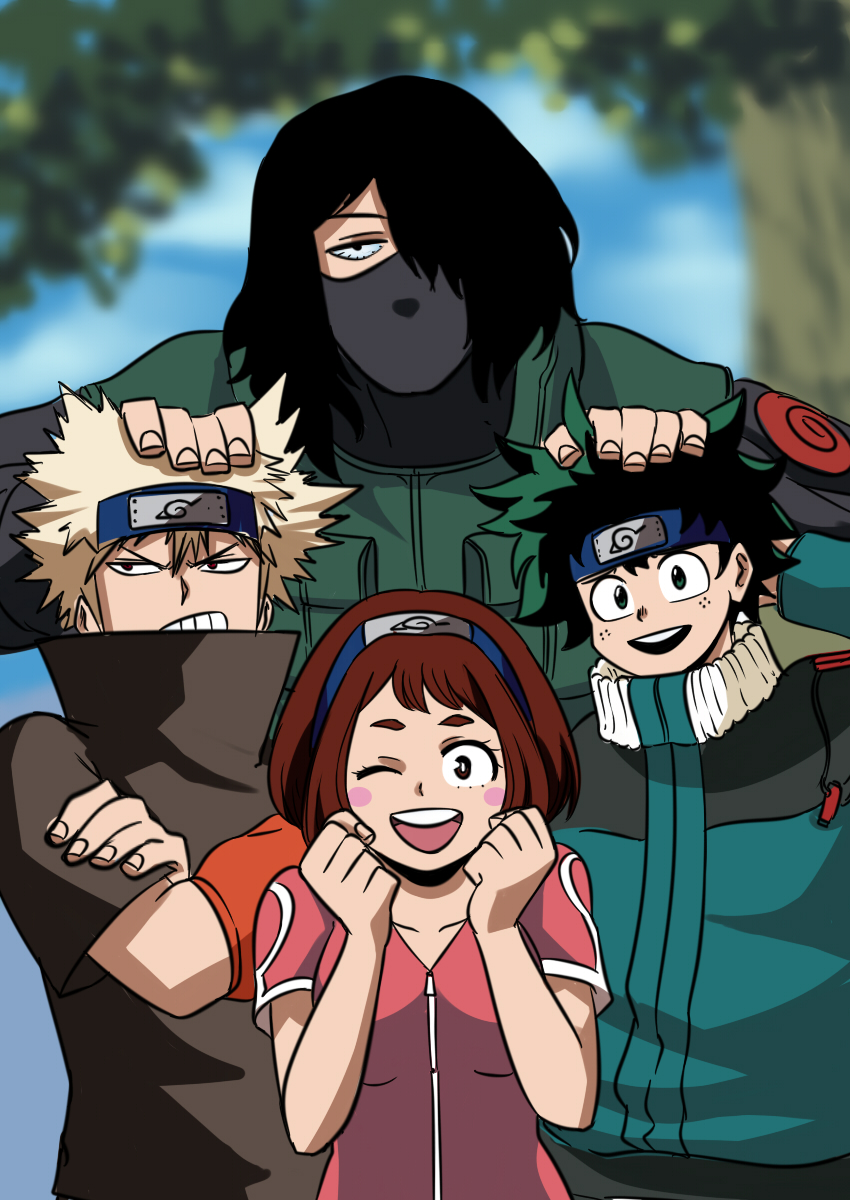Artista imagina Bakugo, Uraraka e Midoriya como membros do Time 7 de Naruto
