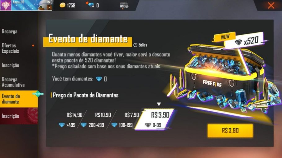 COMO RECARREGAR DIAMANTE NO FREE FIRE - GANHAR BÔNUS 90% NO