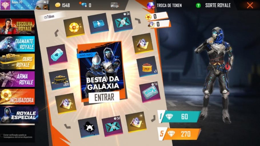 Free Fire Royale Galáxia