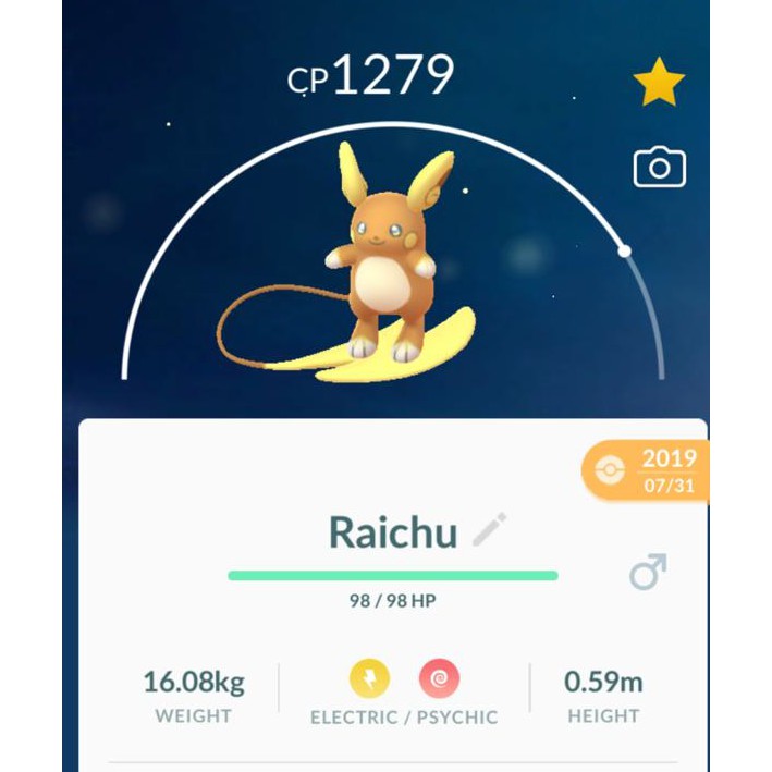 Raichu Forma De Alola - Pokemon Go - DFG