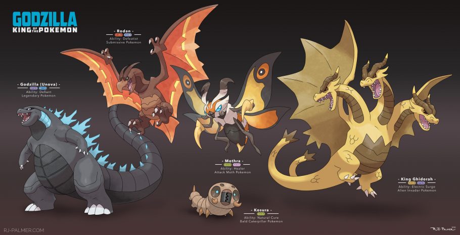 Artista recria Godzilla e Mothra com o visual de Pokémon e o resultado é perfeito