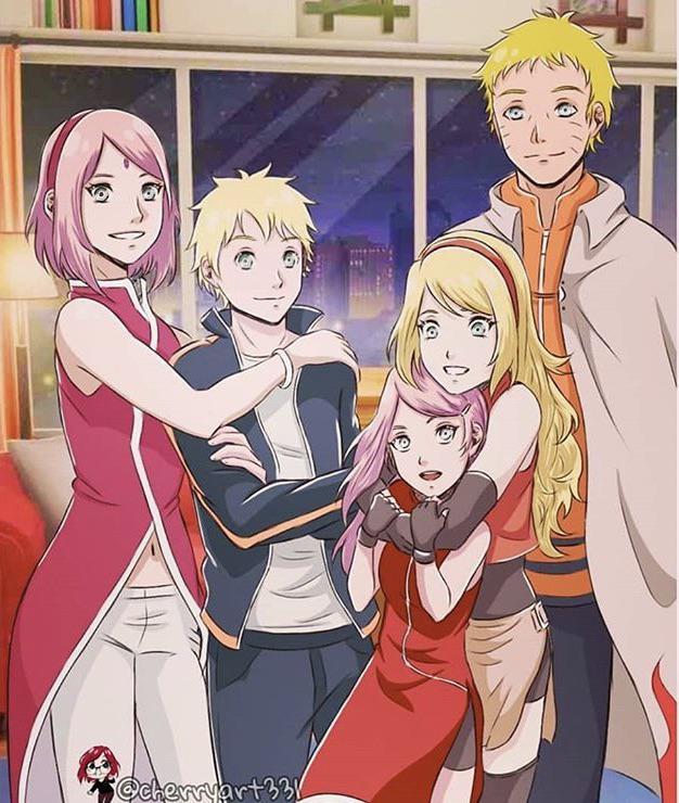 Sakura Uchiha e seu filhos  Sakura and sasuke, Anime naruto