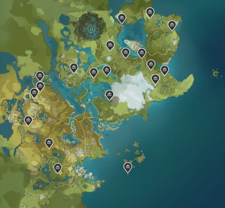 Genshin Impact - Shrine of the Depths Locations