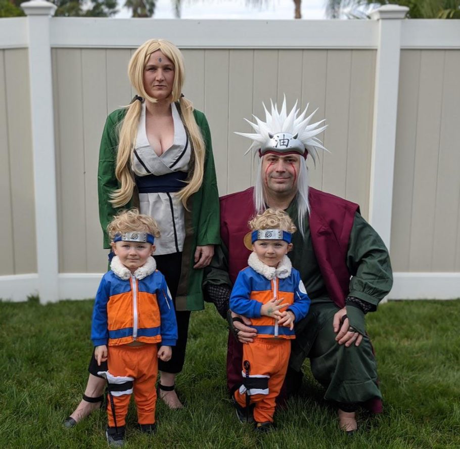 Família viraliza ao fazer cosplay de Naruto no Halloween com direito a Clone das Sombras