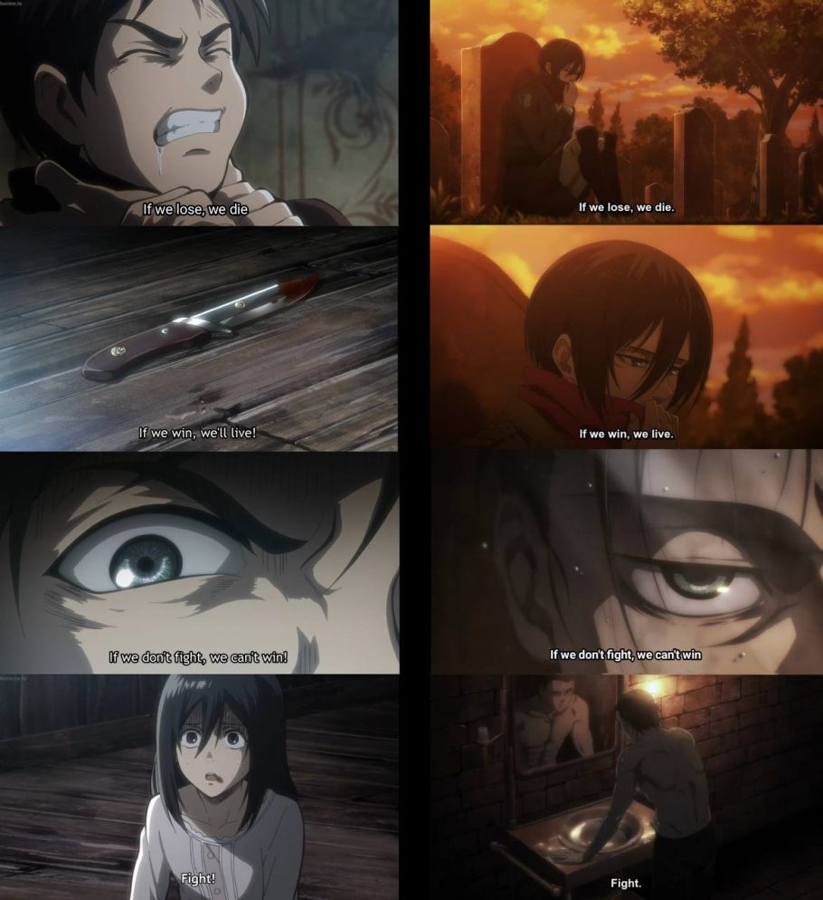 Episódio 68 de Attack on Titan fez referência a uma importante cena de Eren e Mikasa