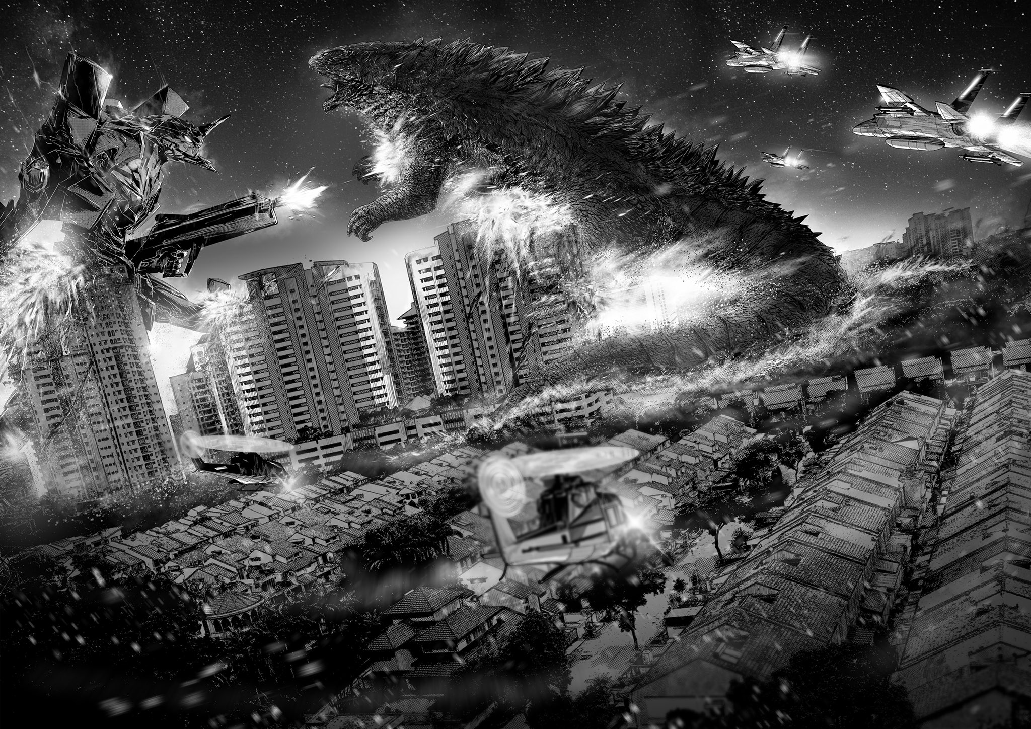 Inspirado em Godzilla vs Kong artista imaginou crossovers com Dragon Ball, Ultraman e Evangelion