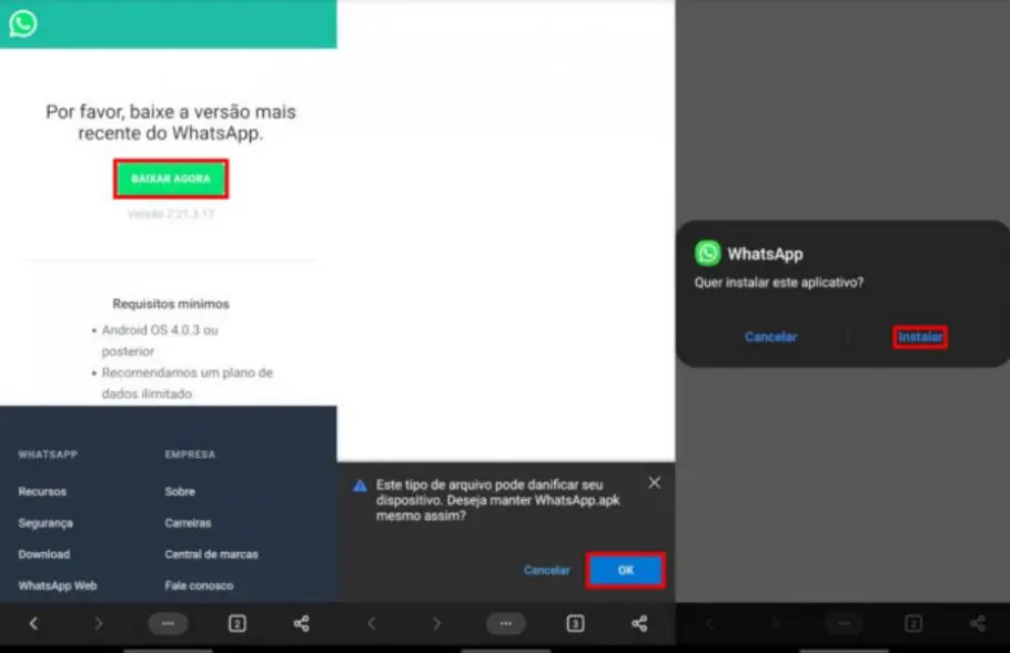 WhatsApp sem Play Store