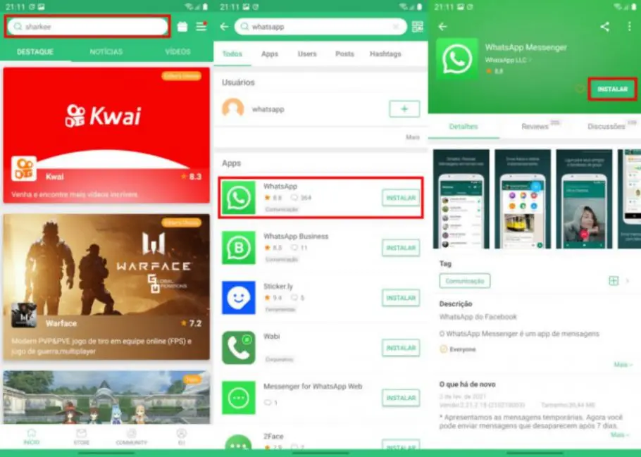 WhatsApp sem Play Store