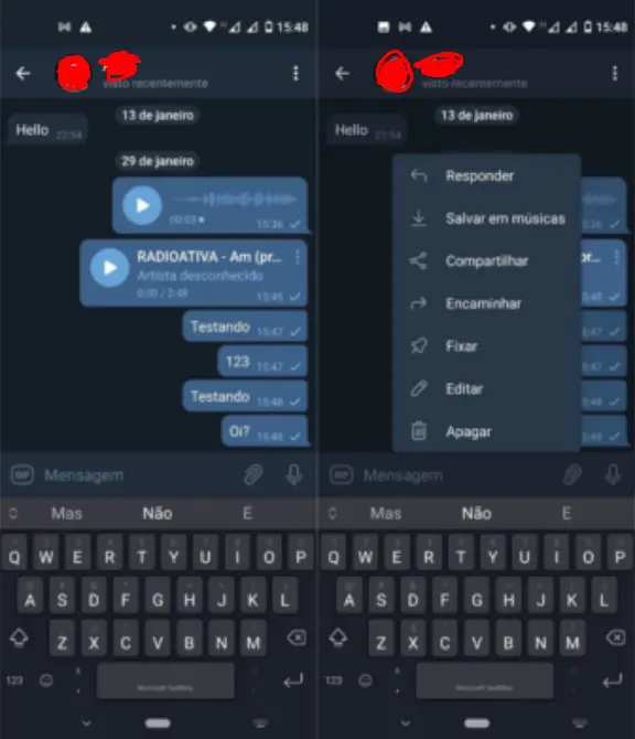 áudio telegram whatsapp