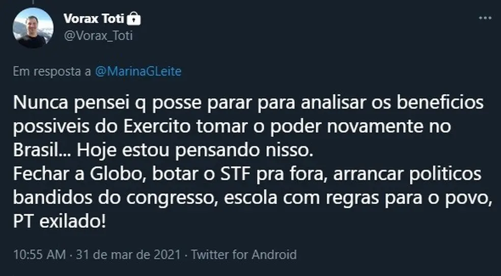 Diretor da Vorax é afastado após fazer declarações defendendo a Ditadura Militar