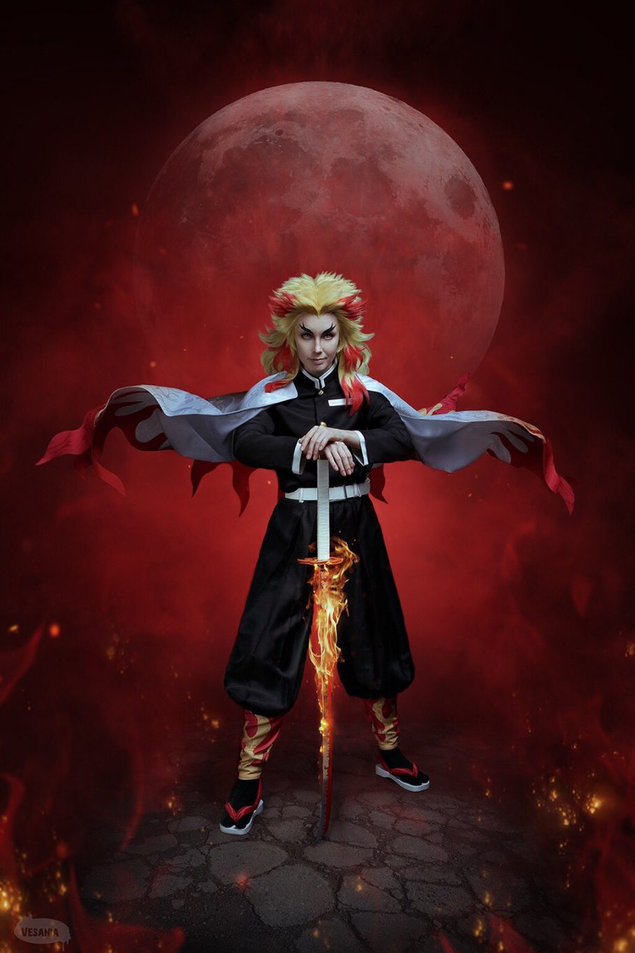 Fã de Demon Slayer fez um cosplay impressionante do Rengoku