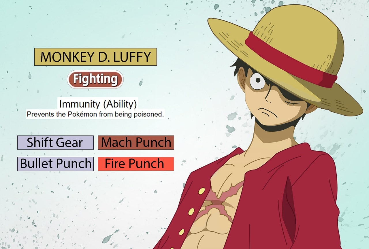 Fã imagina quais seriam os golpes dos personagens de One Piece em Pokémon