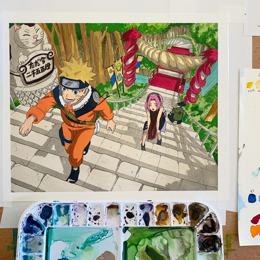 Artista fez uma fã arte colorida do Naruto e Sakura que ficou simplesmente impressionante