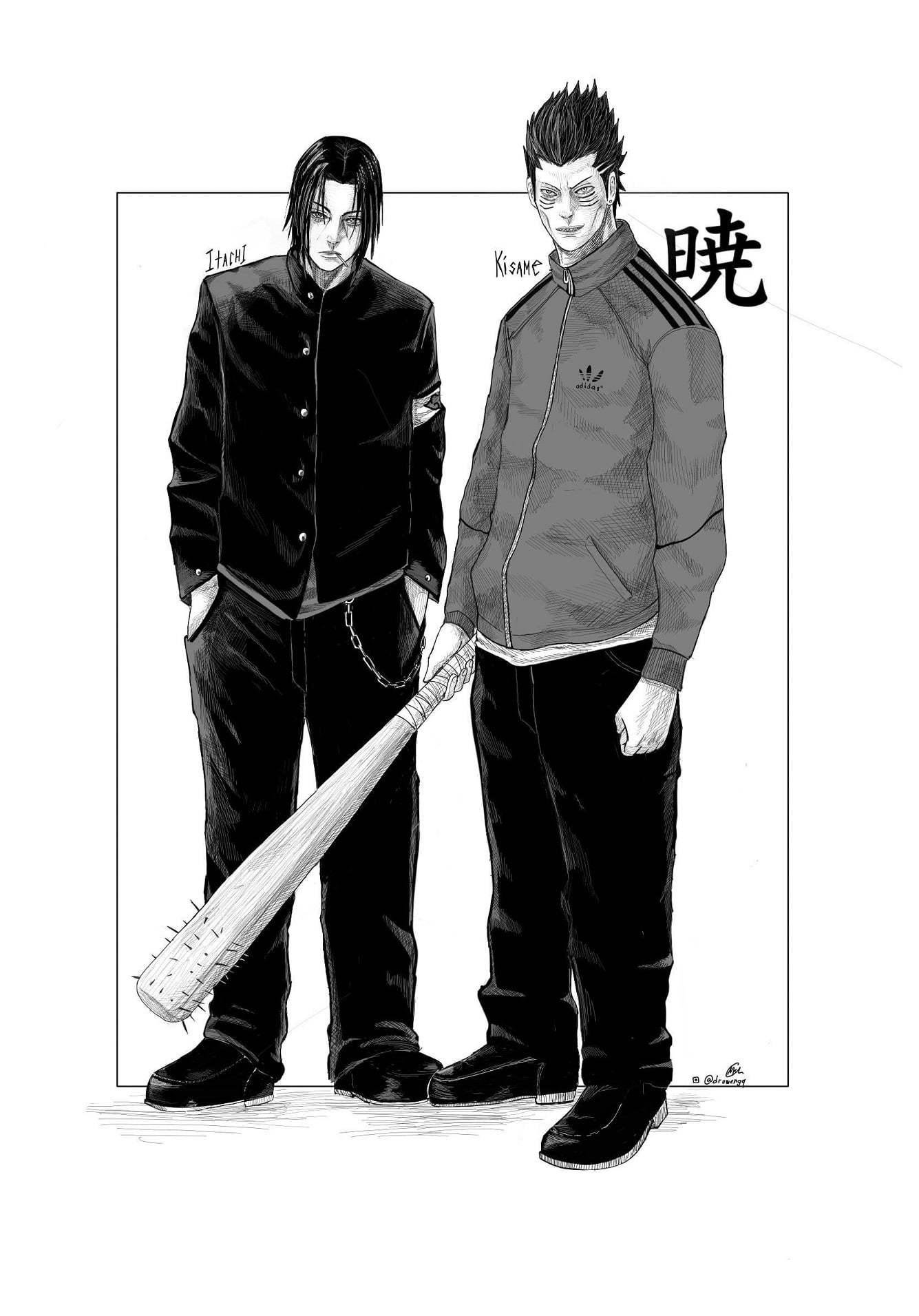 Artista mistura Naruto com Tokyo Revengers e imagina a Akatsuki como uma gangue escolar