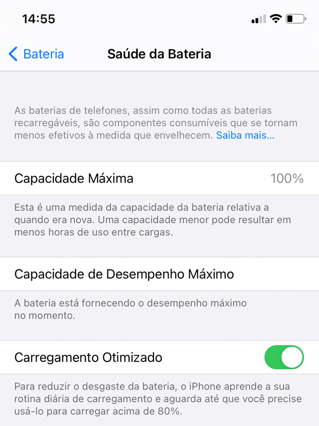 iPhone saúde bateria