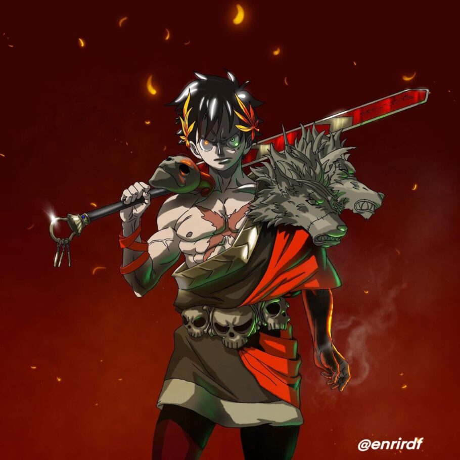 Épico crossover transforma Luffy de One Piece em Zagreus de Hades