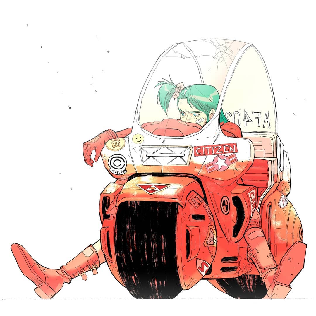 Bulma pilota a famosa moto de Kaneda nesse épico crossover de Dragon Ball com Akira