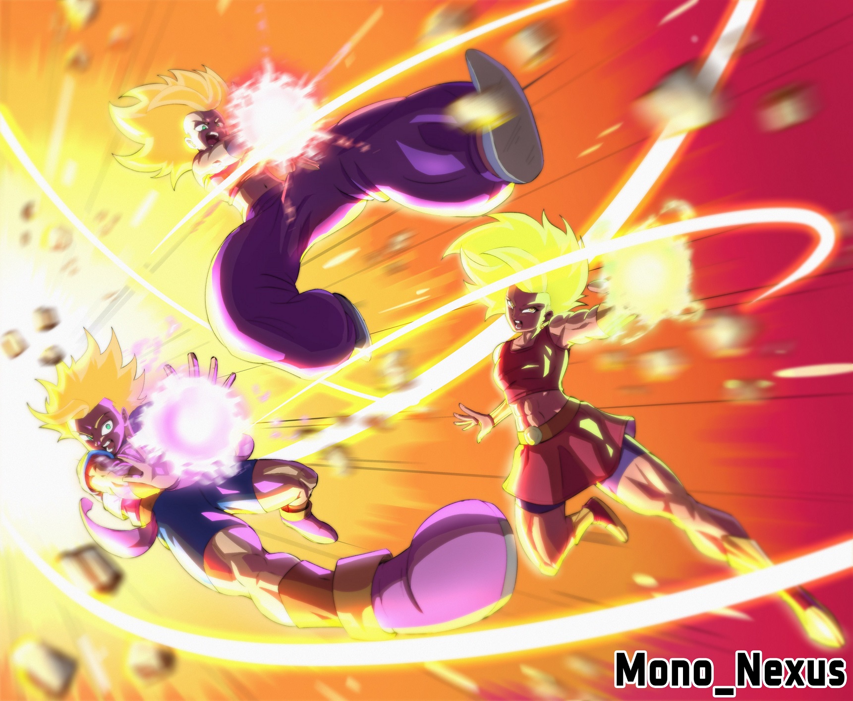 Fã de Dragon Ball fez uma arte incrível do trio Saiyajin do Universo 6