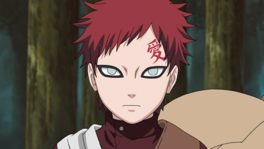 Nesse momento, Gaara, usando sua areia, escreveu um kanji em sua