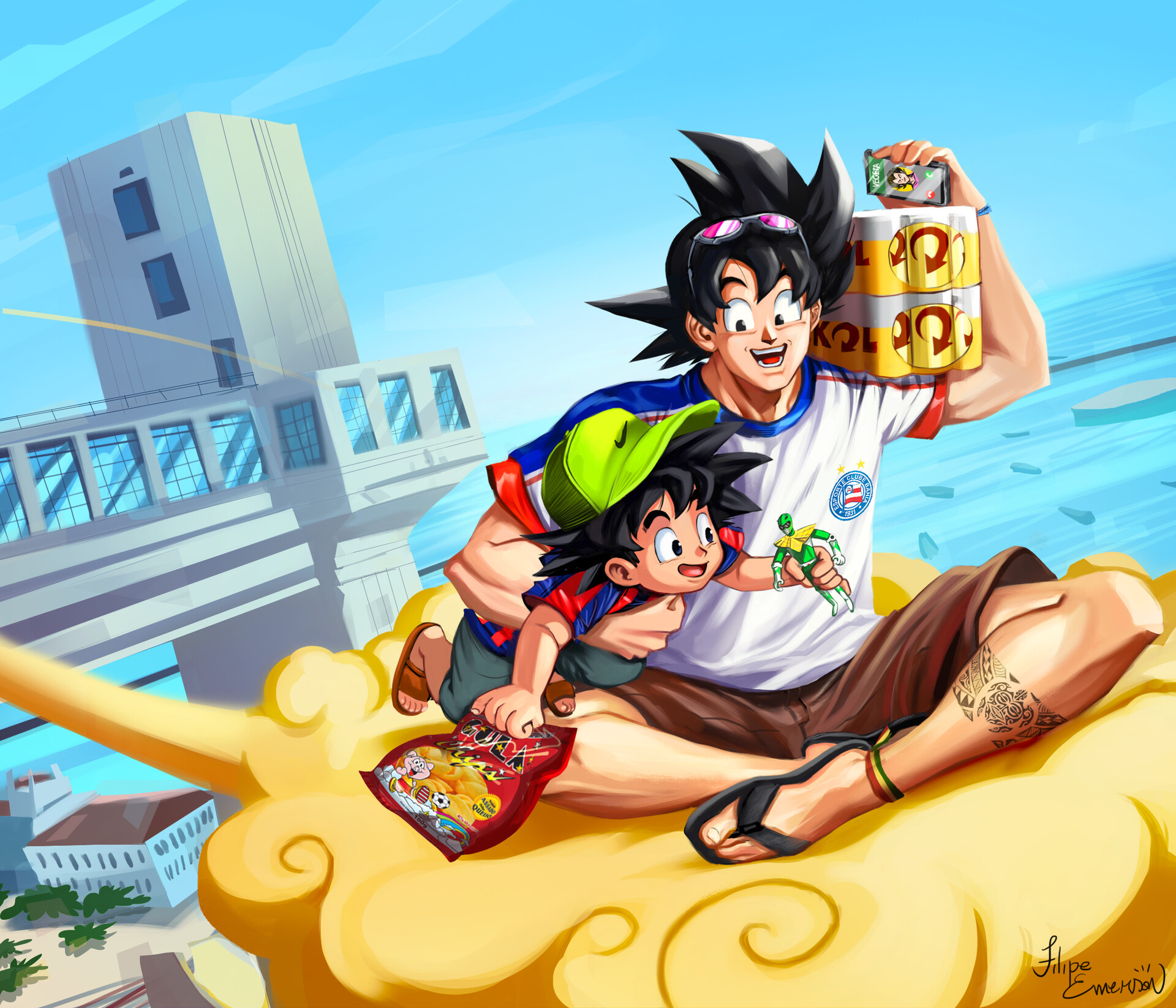 Ilustrador brasileiro imaginou como seria se Goku e Vegeta fossem baianos