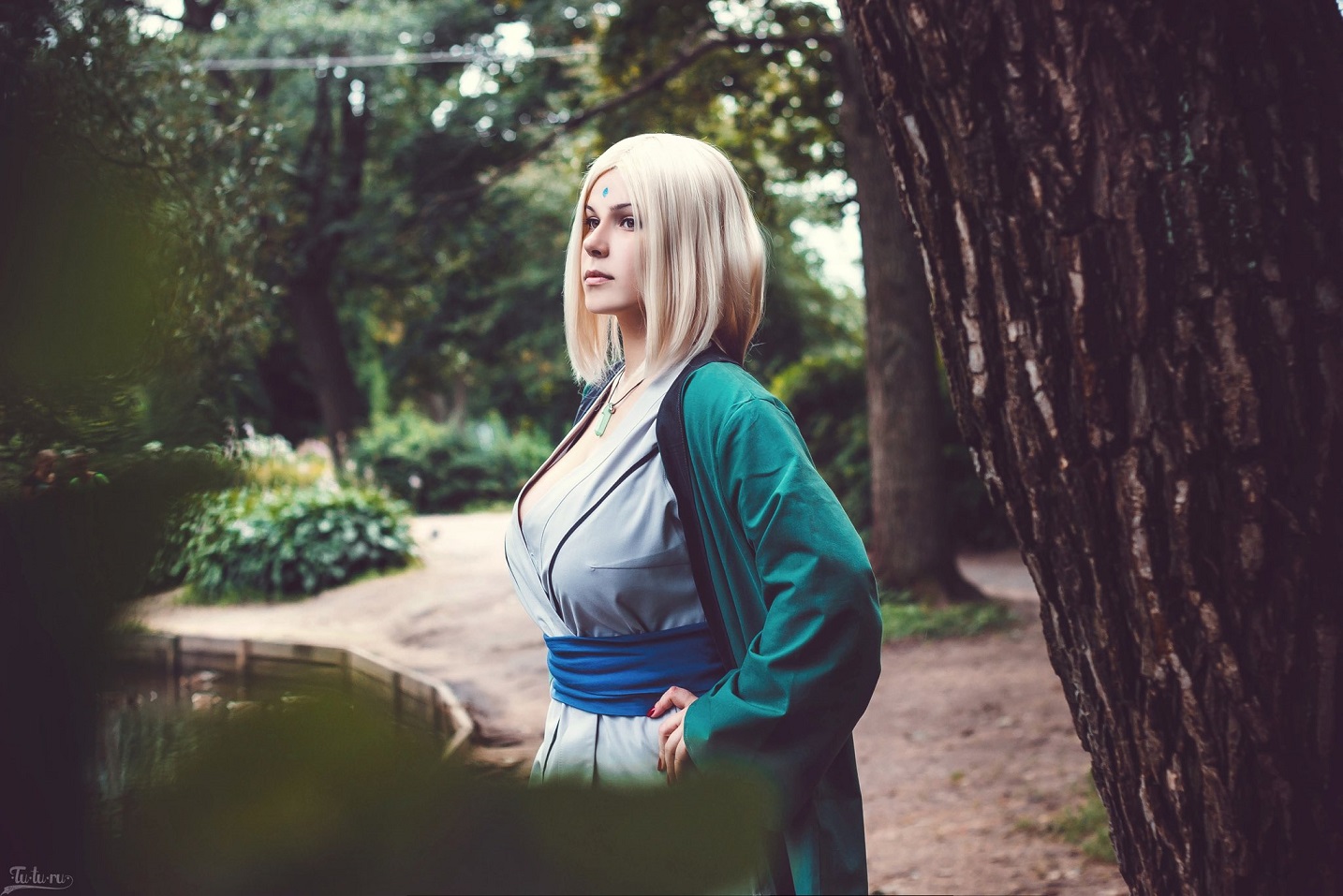 Colar Naruto Tsunade Primeiro Hokage Hashirama Cosplay Azul