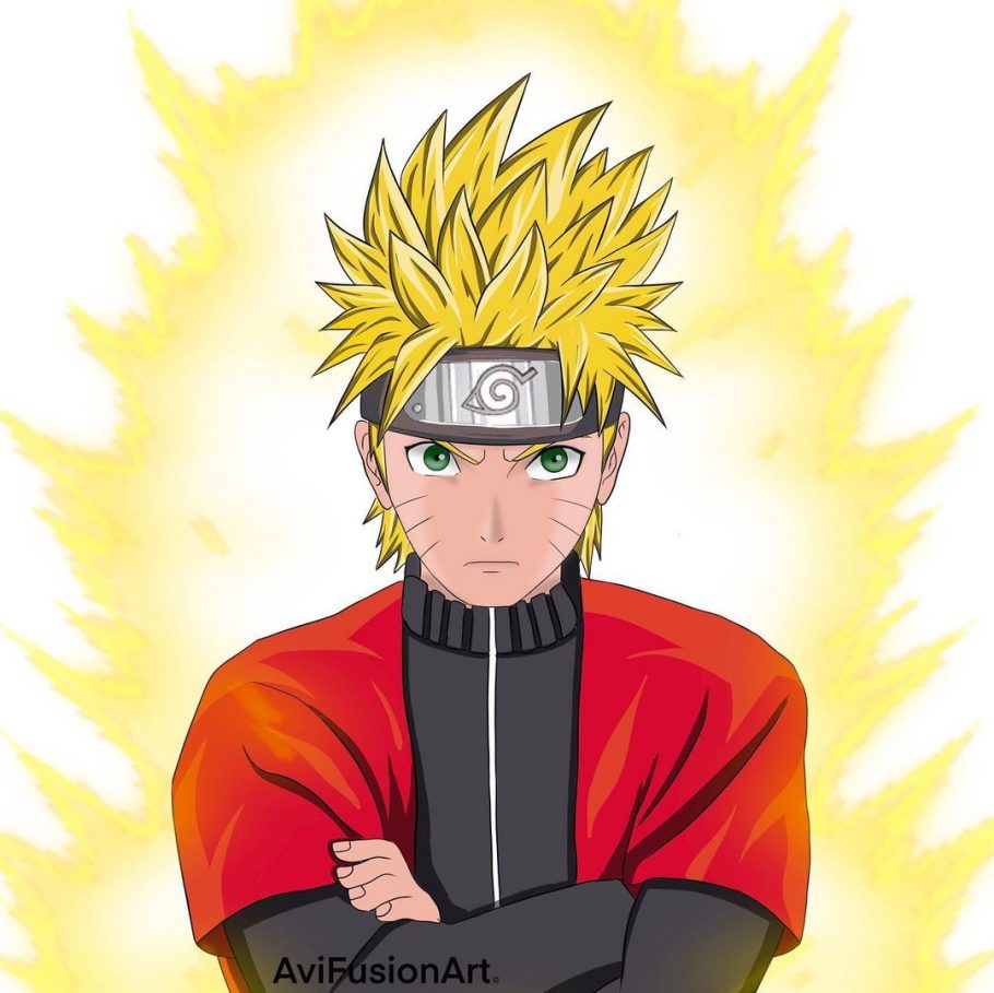 Este seria o visual do Naruto se ele fosse um Super Saiyajin de Dragon Ball
