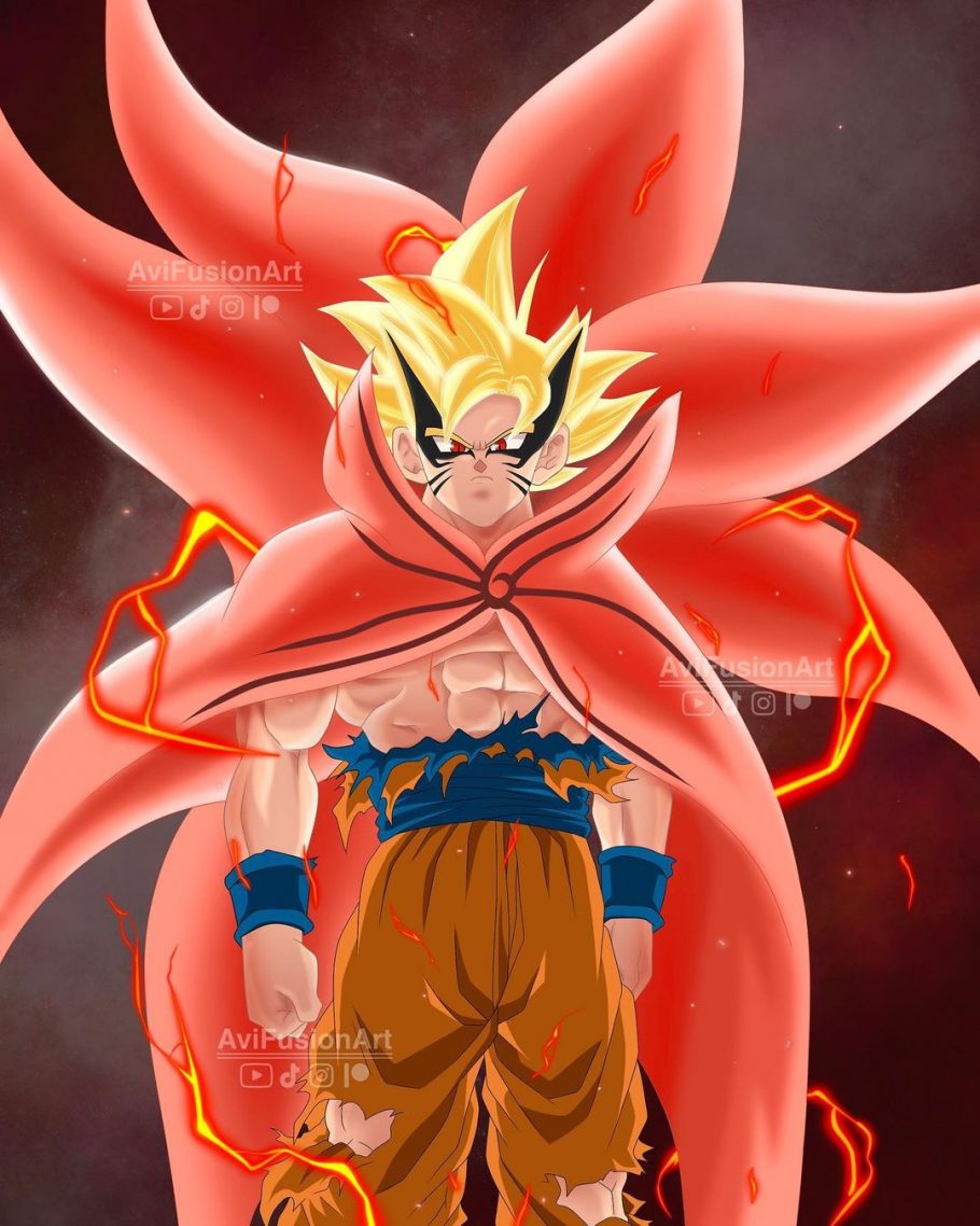 Este seria o visual do Goku com o modo Barion do Naruto