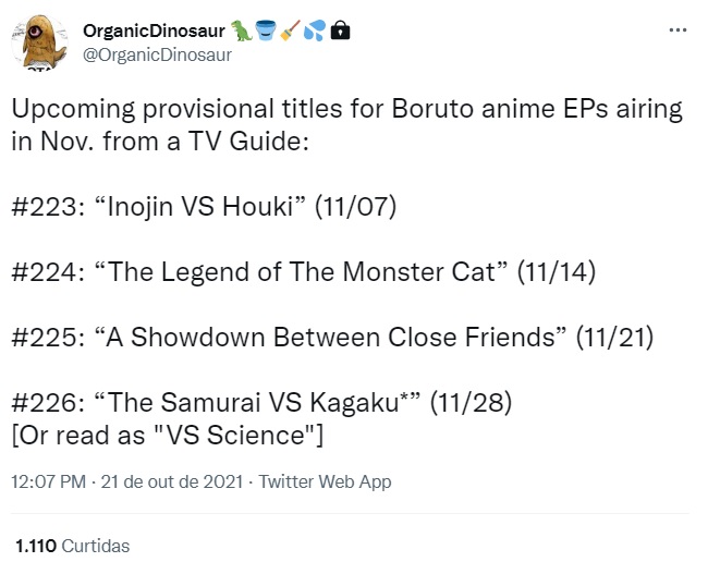 Confira os títulos dos próximos episódios de Boruto