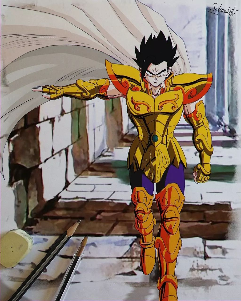 Artista fã de Dragon Ball imaginou Gohan como um Cavaleiro de Ouro
