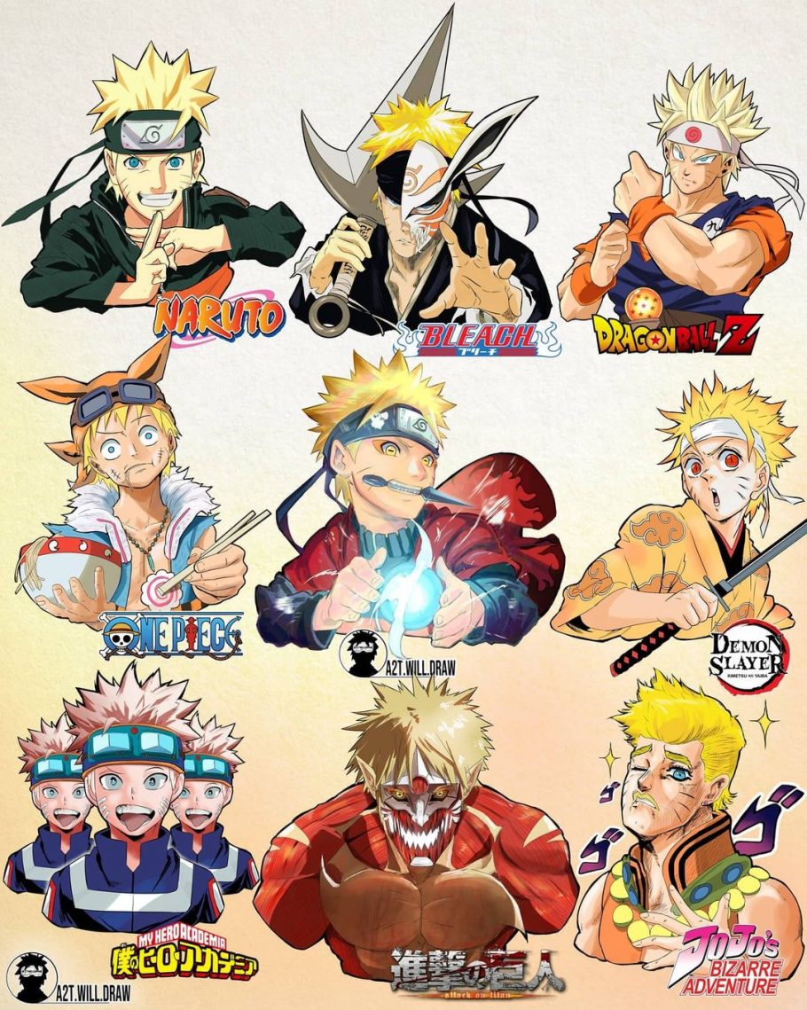 Artista imaginou o Naruto em 9 estilos de animes diferentes