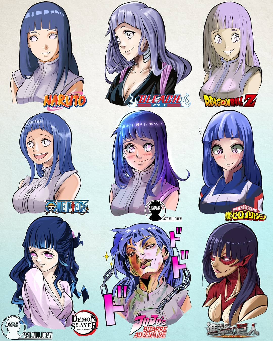 Naruto Artista Imaginou A Hinata Em Estilos De Animes Diferentes