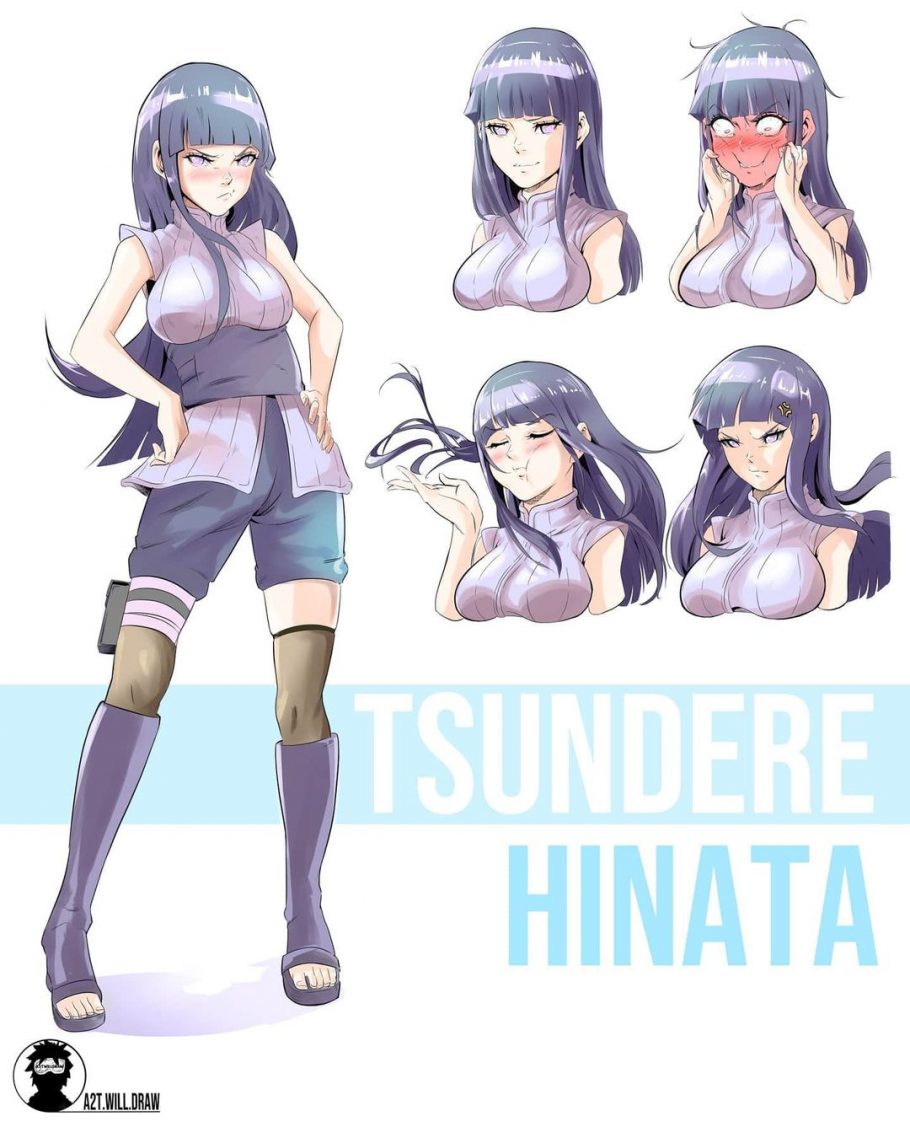 Naruto - Artista imaginou como seria a Hinata com uma personalidade Tsundere