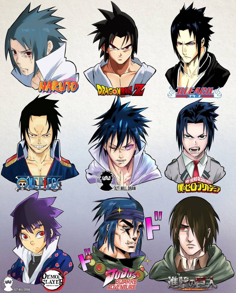 Naruto - Artista imaginou o Sasuke em 9 estilos de animes diferentes