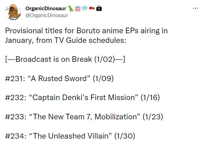 Confira os títulos dos primeiros episódios de Boruto em 2022